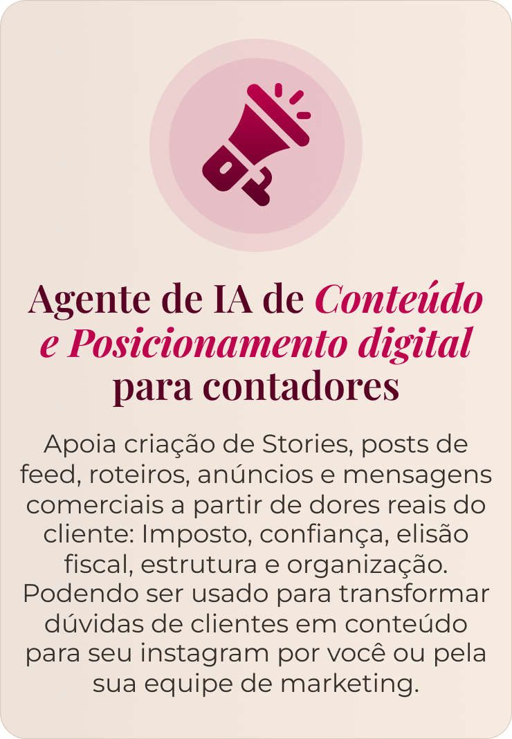 Agente de IA de Conteúdo e Posicionamento digital para contadores